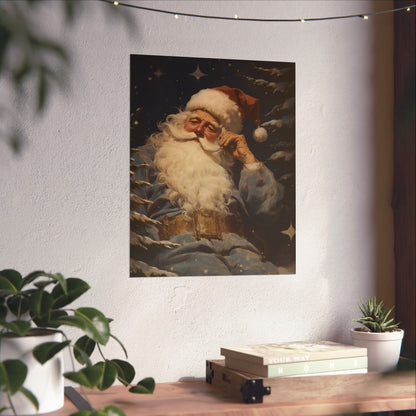 Thoughtful Santa Christmas Poster Wall Art in 3 Sizes