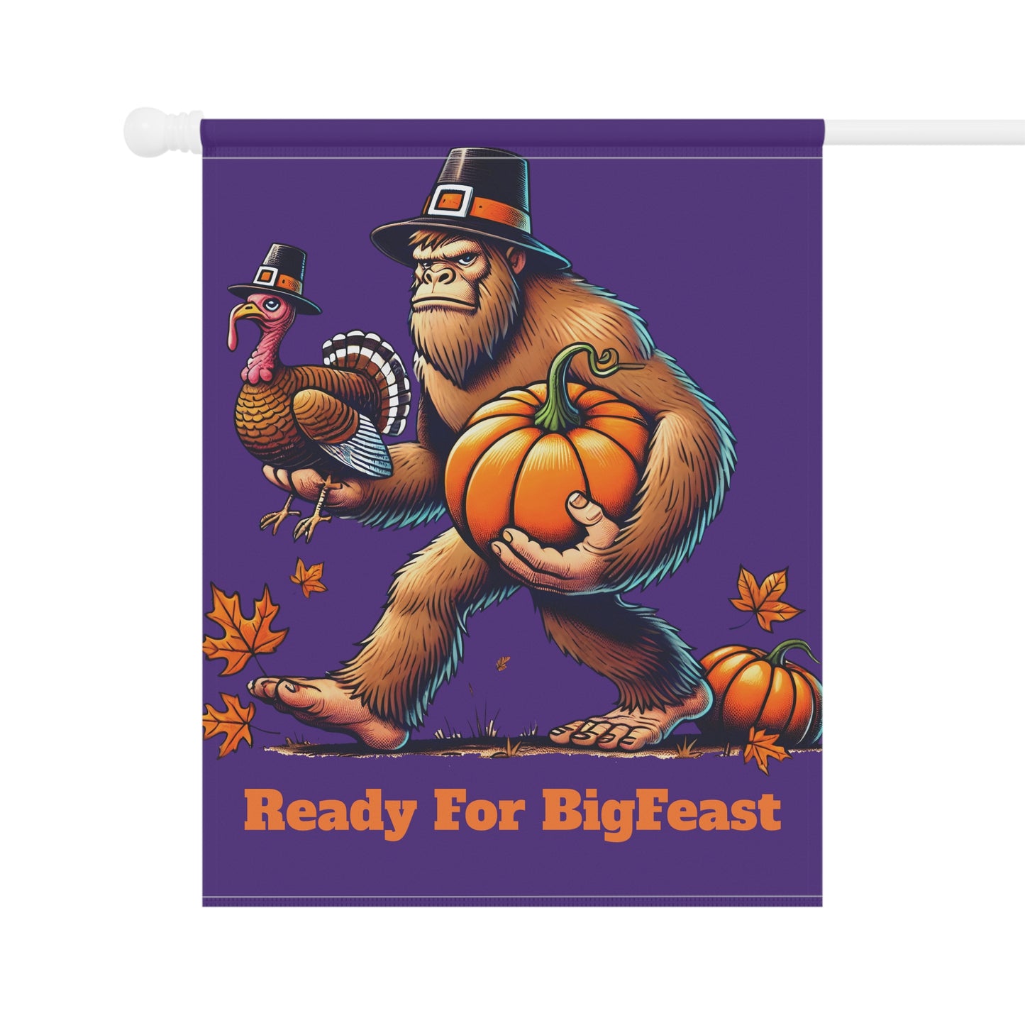 Bigfoot Bigfeast Thanksgiving House Banner Flag