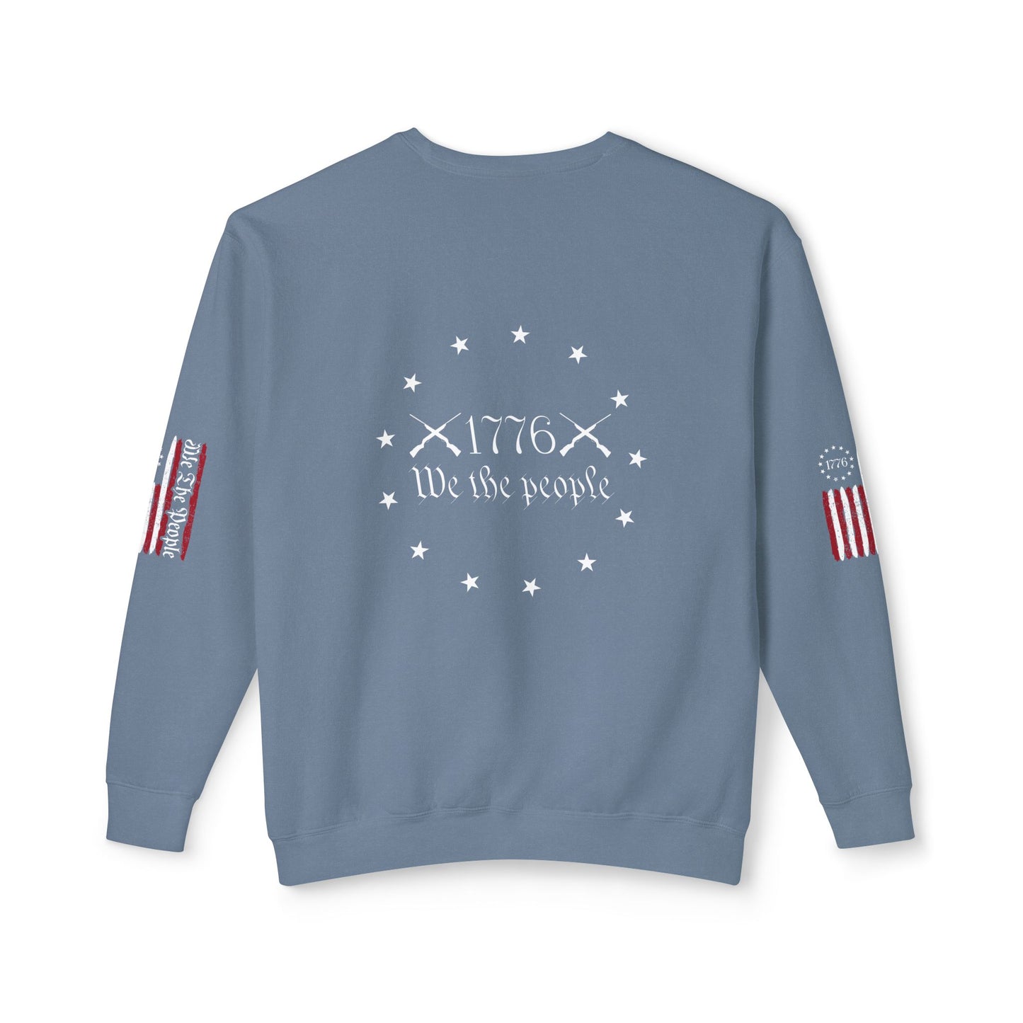 We The People Two-Sided Plus Sleeve Prints Unisex Lightweight Crewneck Sweatshirt