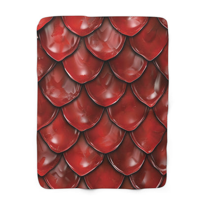 Dragon Scales Shades of Blood Red Sherpa Fleece Blanket Throw