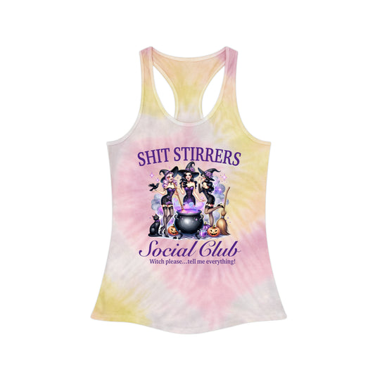 Shit Stirrers Witchy Social Club Tie Dye Racerback Tank Top