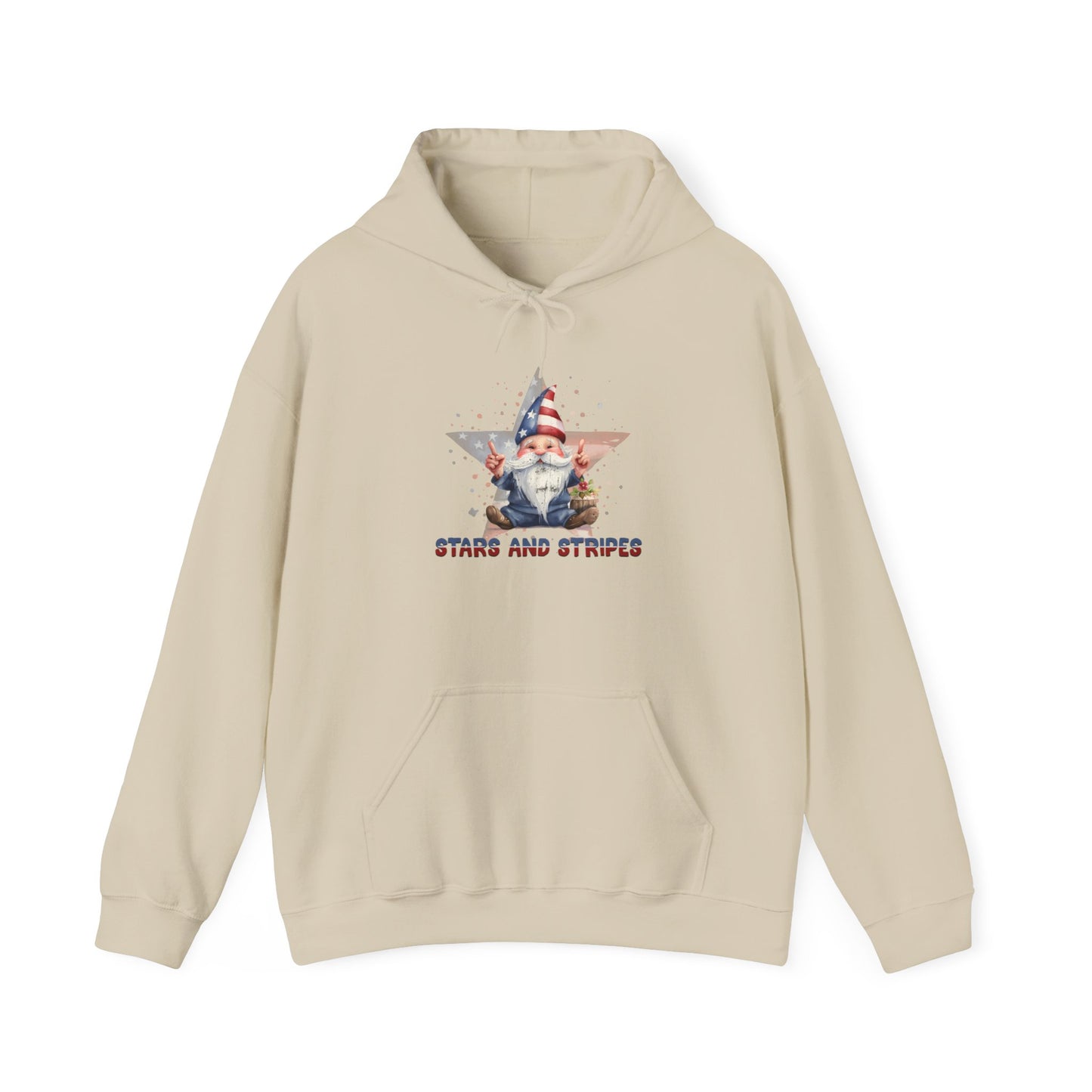 Patriotic Stars & Stripes Friendly Gnome Unisex Hooded Sweatshirt