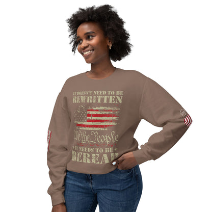 We The People Two-Sided Plus Sleeve Prints Unisex Lightweight Crewneck Sweatshirt