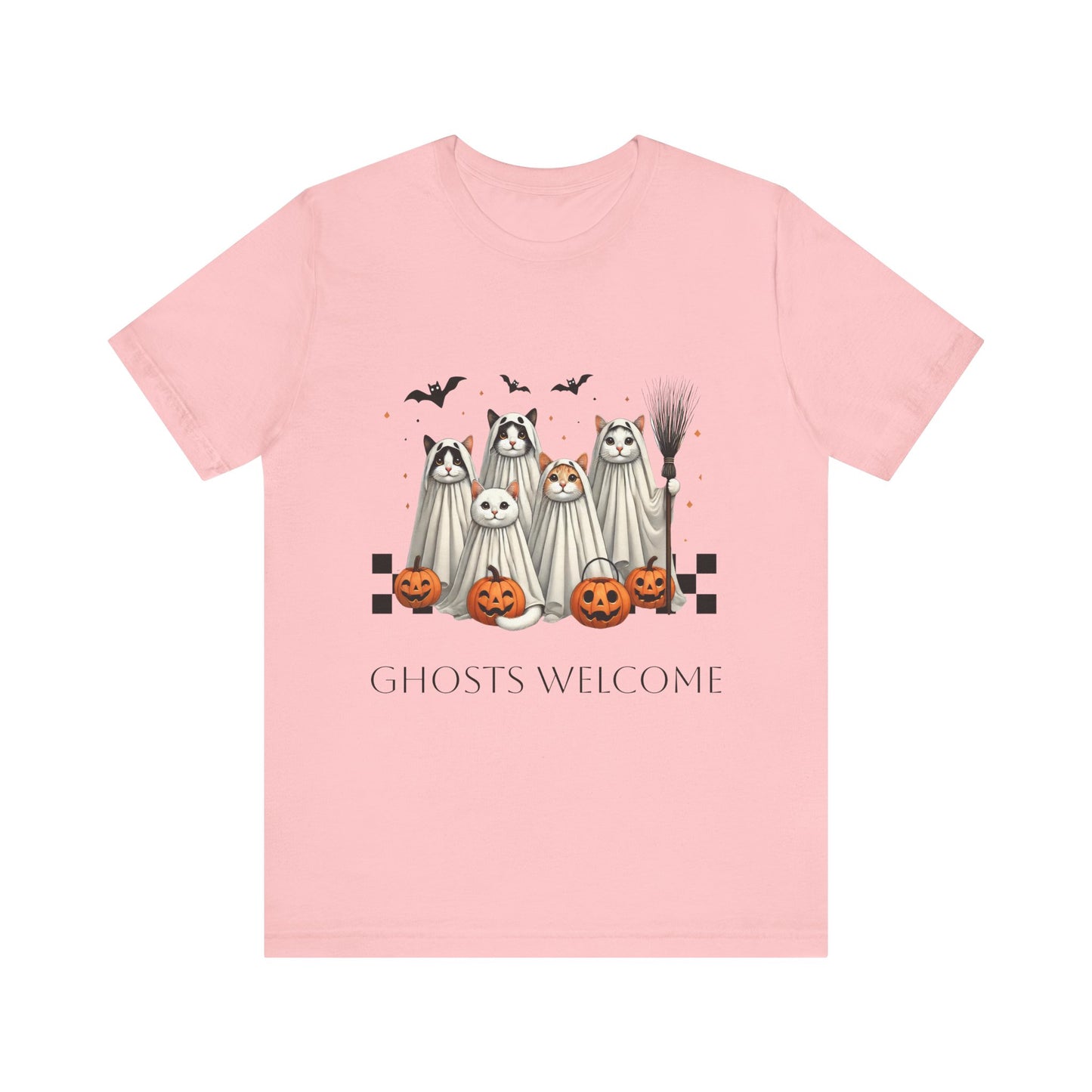 Ghost Cats Halloween Unisex Short Sleeve Tee