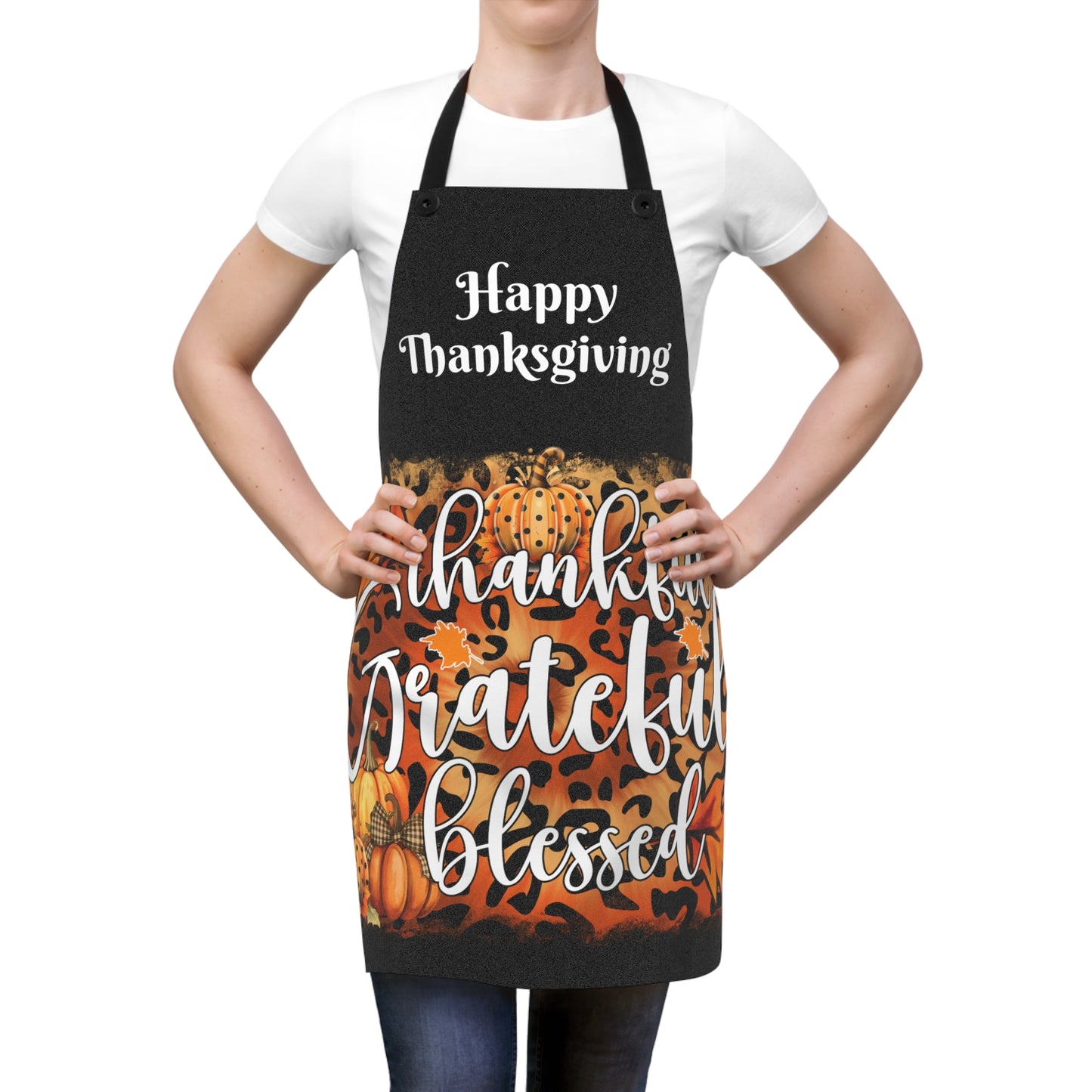 Thankful Grateful Blessed Happy Thanksgiving Apron