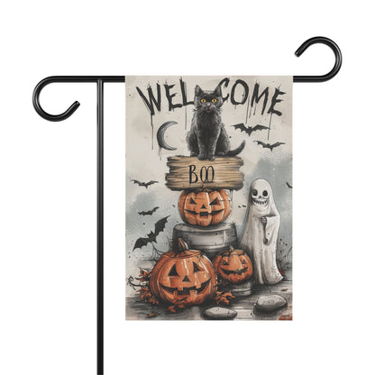 Black Cat & Ghost Halloween Garden & House Banner