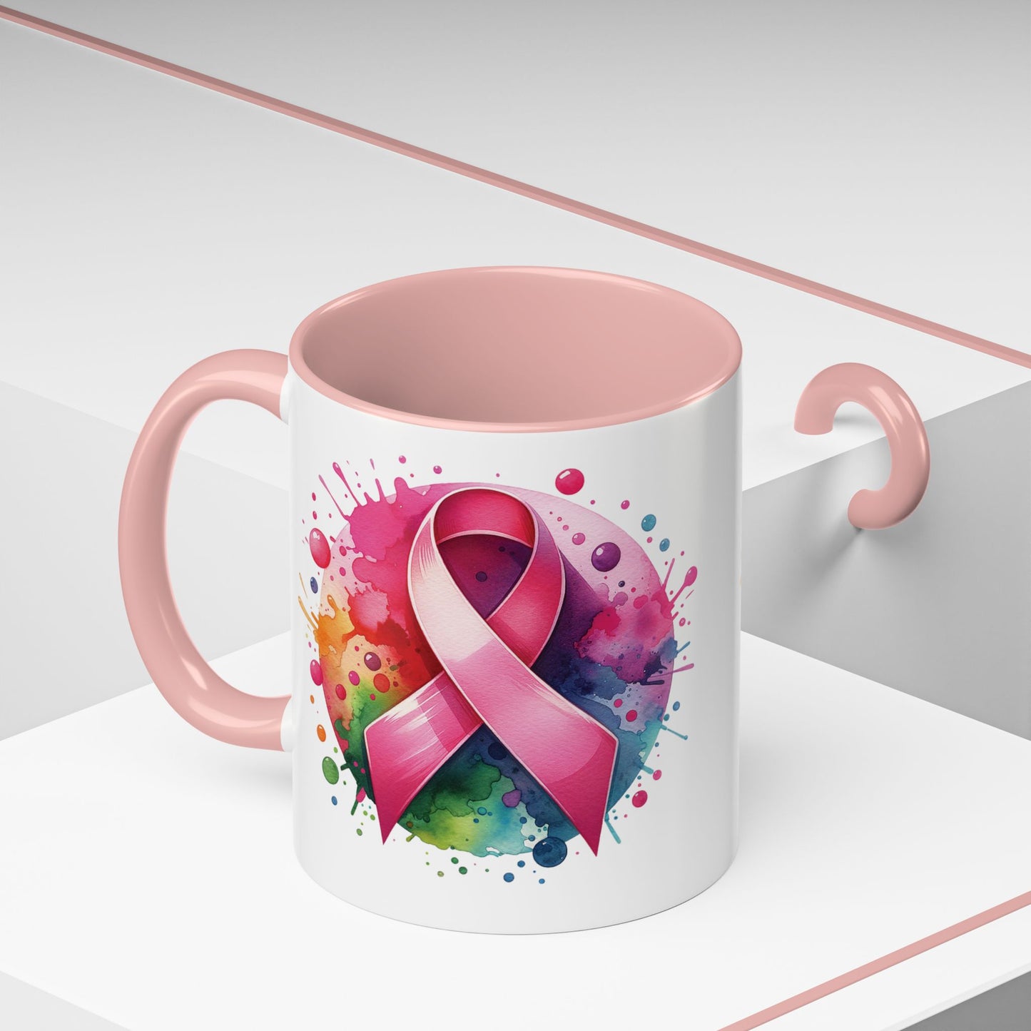 Vibrant Pink Ribbon Coffee or Tea Mug (11 or 15 oz)