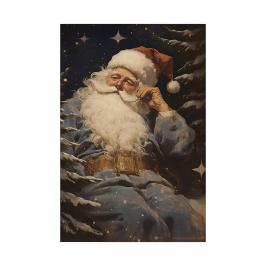 Thoughtful Santa Christmas Poster Wall Art in 3 Sizes