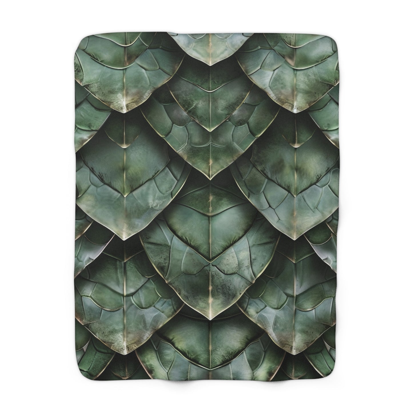 Green Mother Dragon Scales Sherpa Fleece Blanket Throw