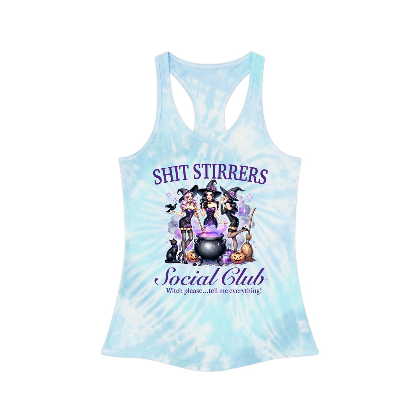 Shit Stirrers Witchy Social Club Tie Dye Racerback Tank Top