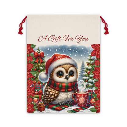 Snowy Baby Owl Holiday Winter or Christmas Gift Bag