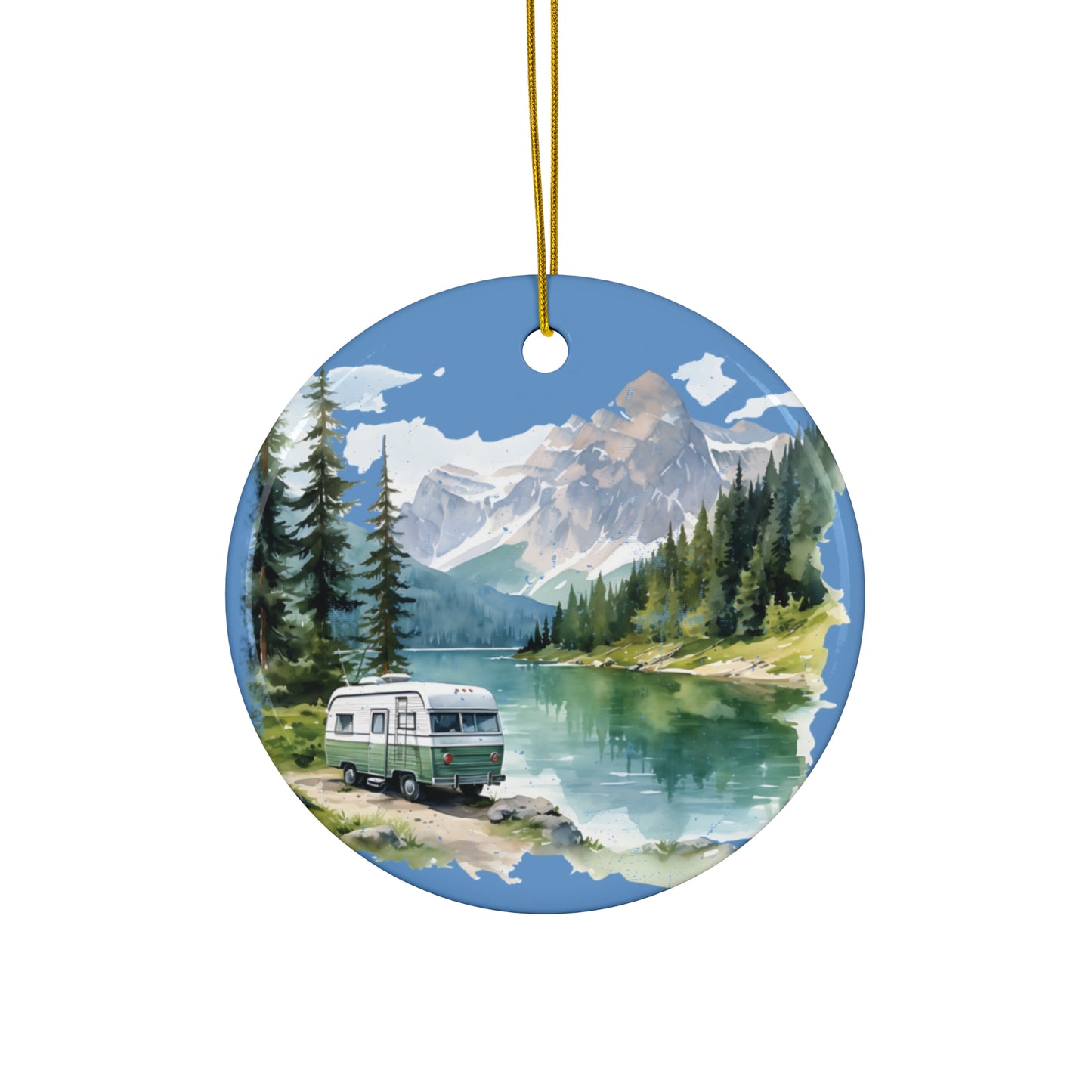 Camping In The Mountains Ceramic Ornament