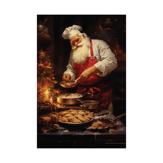 Chef Santa Christmas Poster Wall Art in 3 Sizes