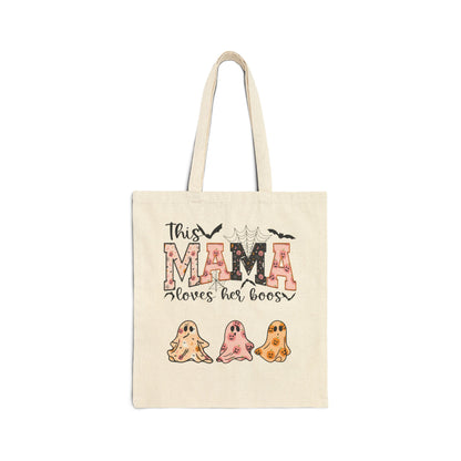 Mom Loves Her Boos / Salem Witch Cocktail Club Cotton Canvas Tote Trick or Treat Halloween Bag