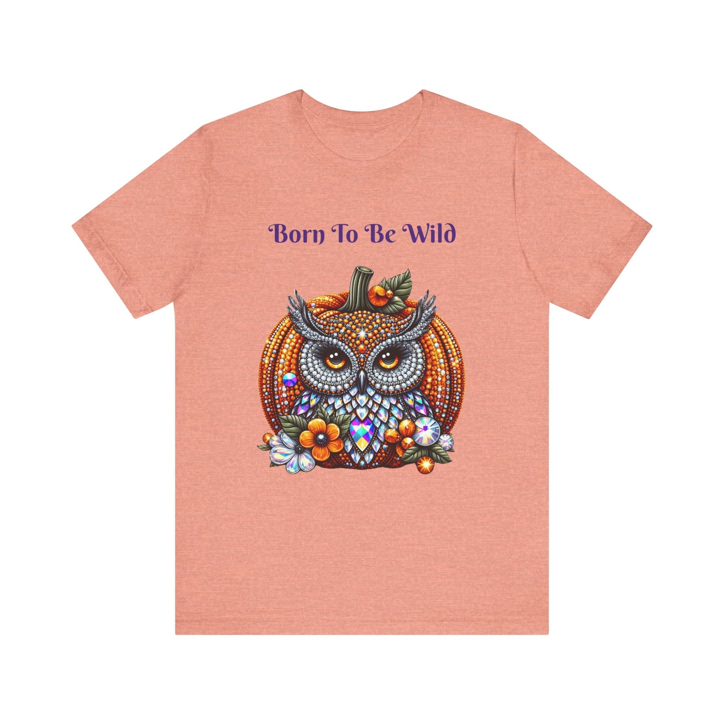 Born To Be Wild Disco Ball Pumpkin & Owl Halloween Unisex Short Sleeve Tee