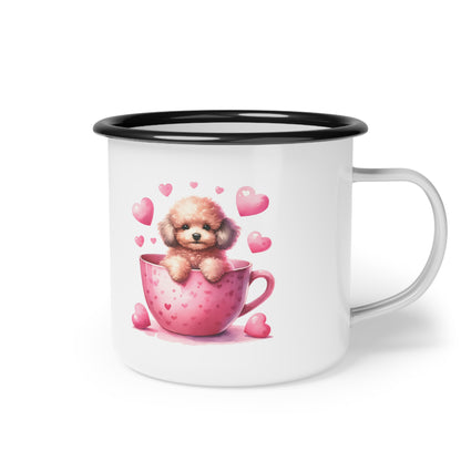 You Won My Heart Golden Poodle Puppy Love Enamel Camp Cup