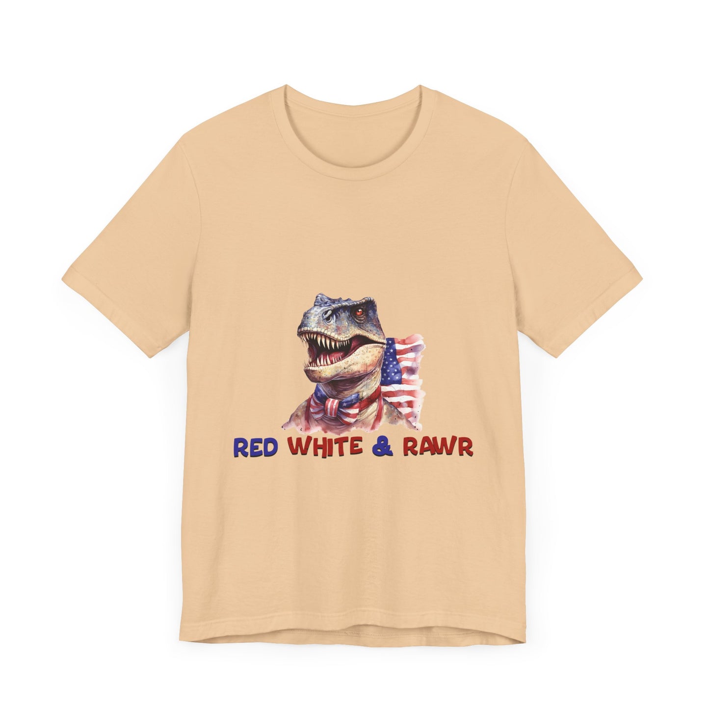 Red White and Rawr Dinosaur Streetwear Unisex Short Sleeve Tee