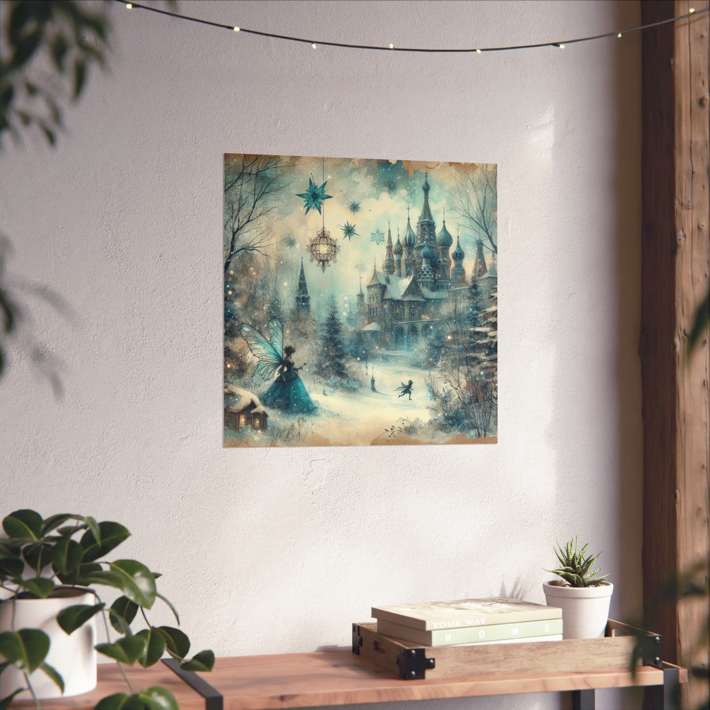 Snowflake Fairy Castle Winter Poster Wall Art in 3 Sizes