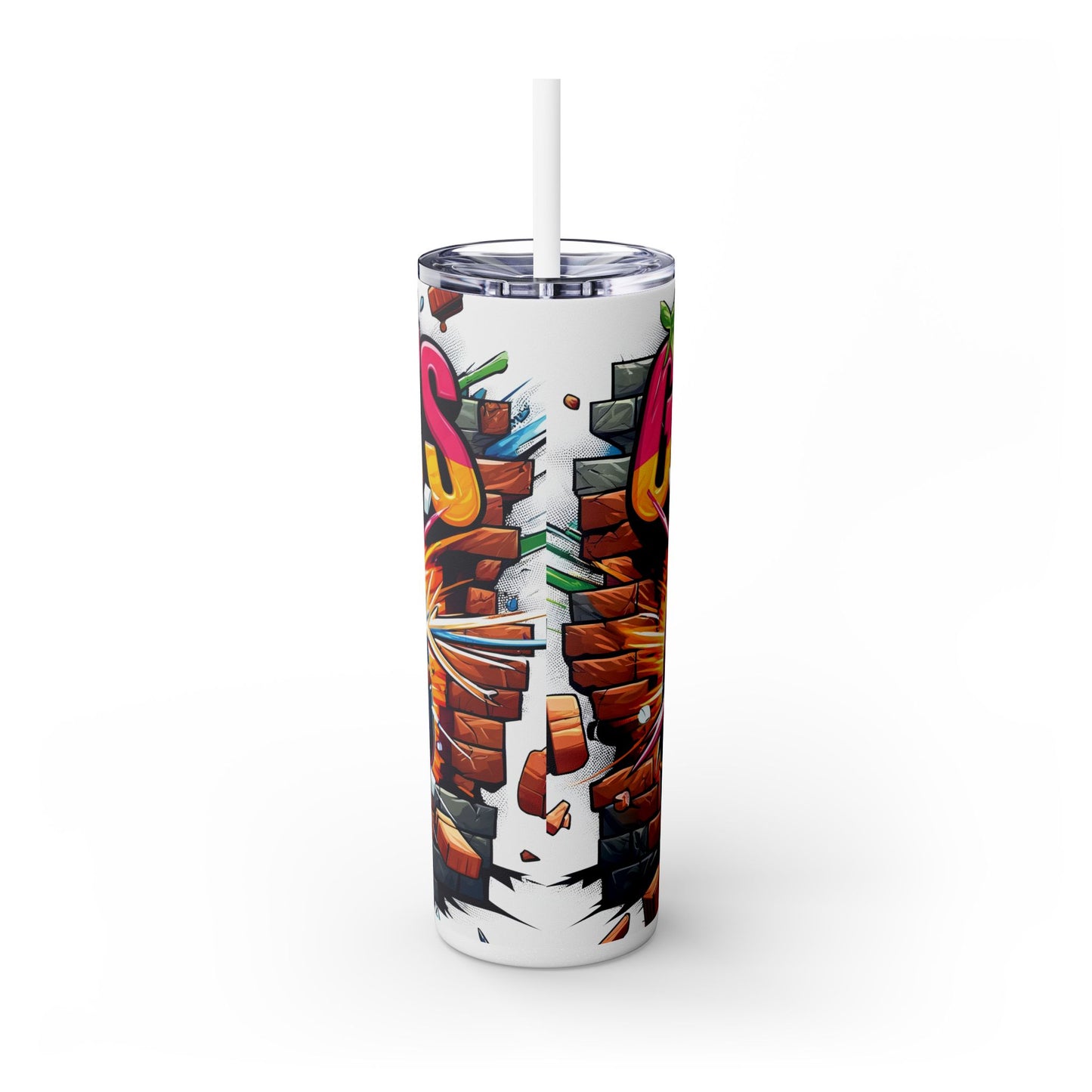 Retro Vintage Style Gamers Life Skinny Tumbler with Straw, 20oz