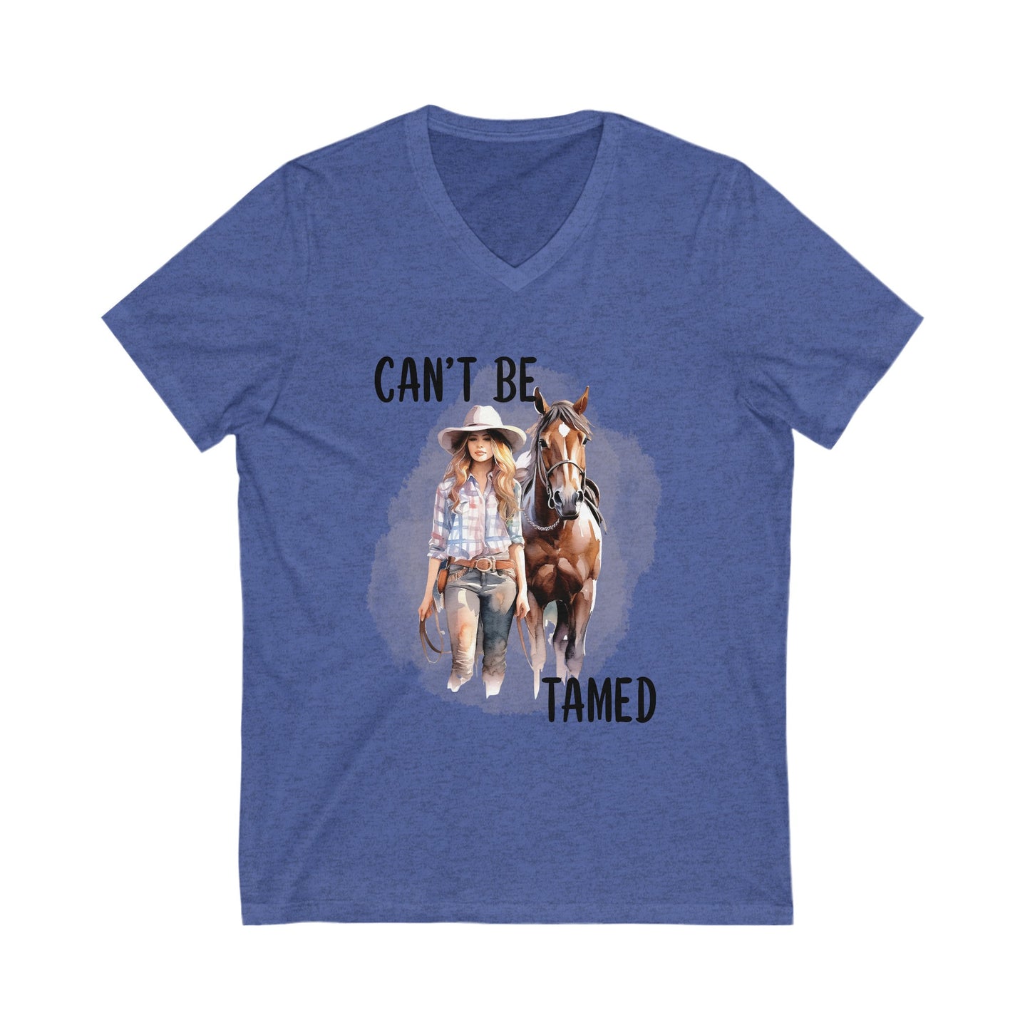 Can't Be Tamed Cowgirl Short Sleeve V-Neck Tee