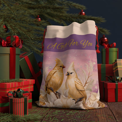 Golden Cardinals Holiday Winter or Christmas Gift Bag