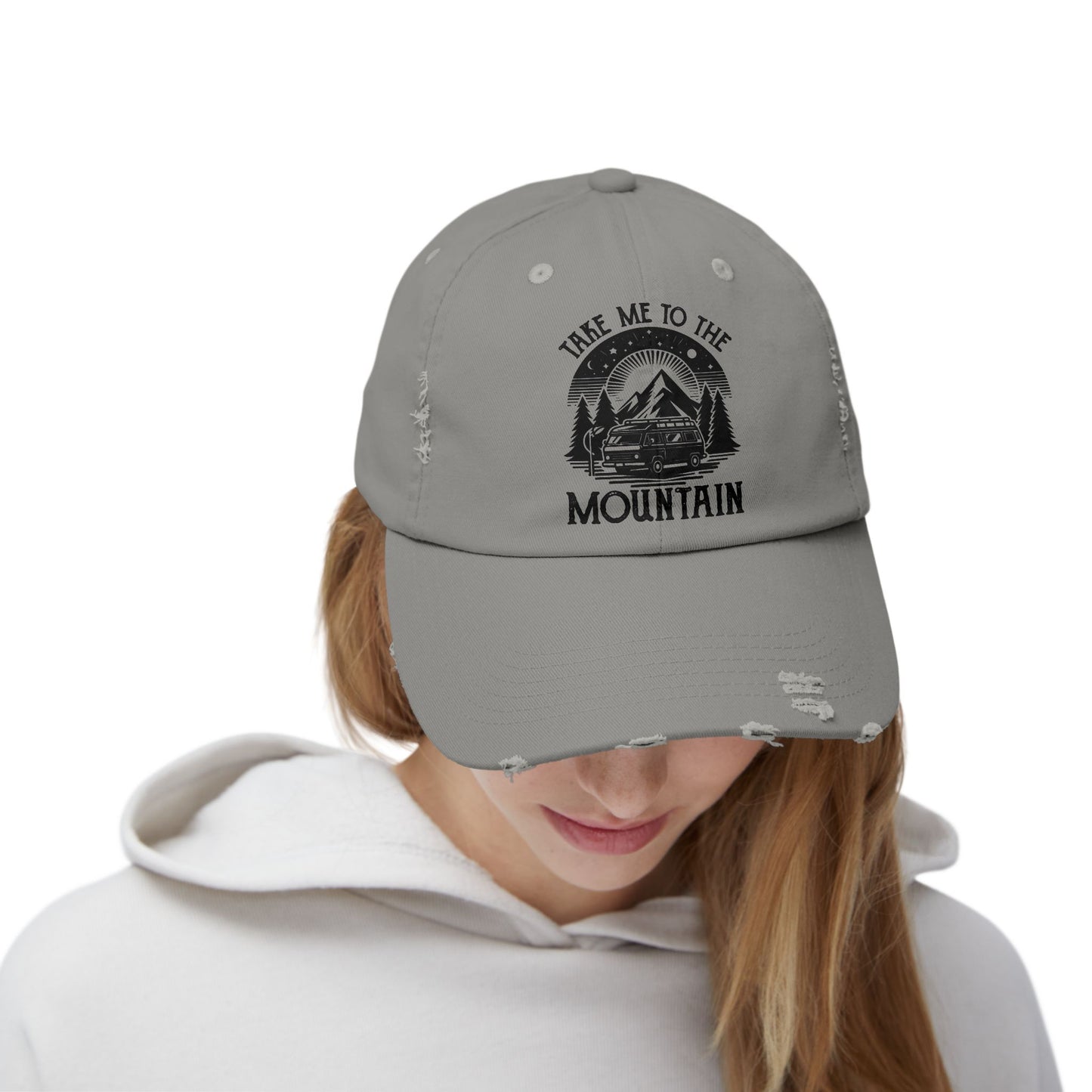 Take Me To The Mountain Unisex Distressed Cap