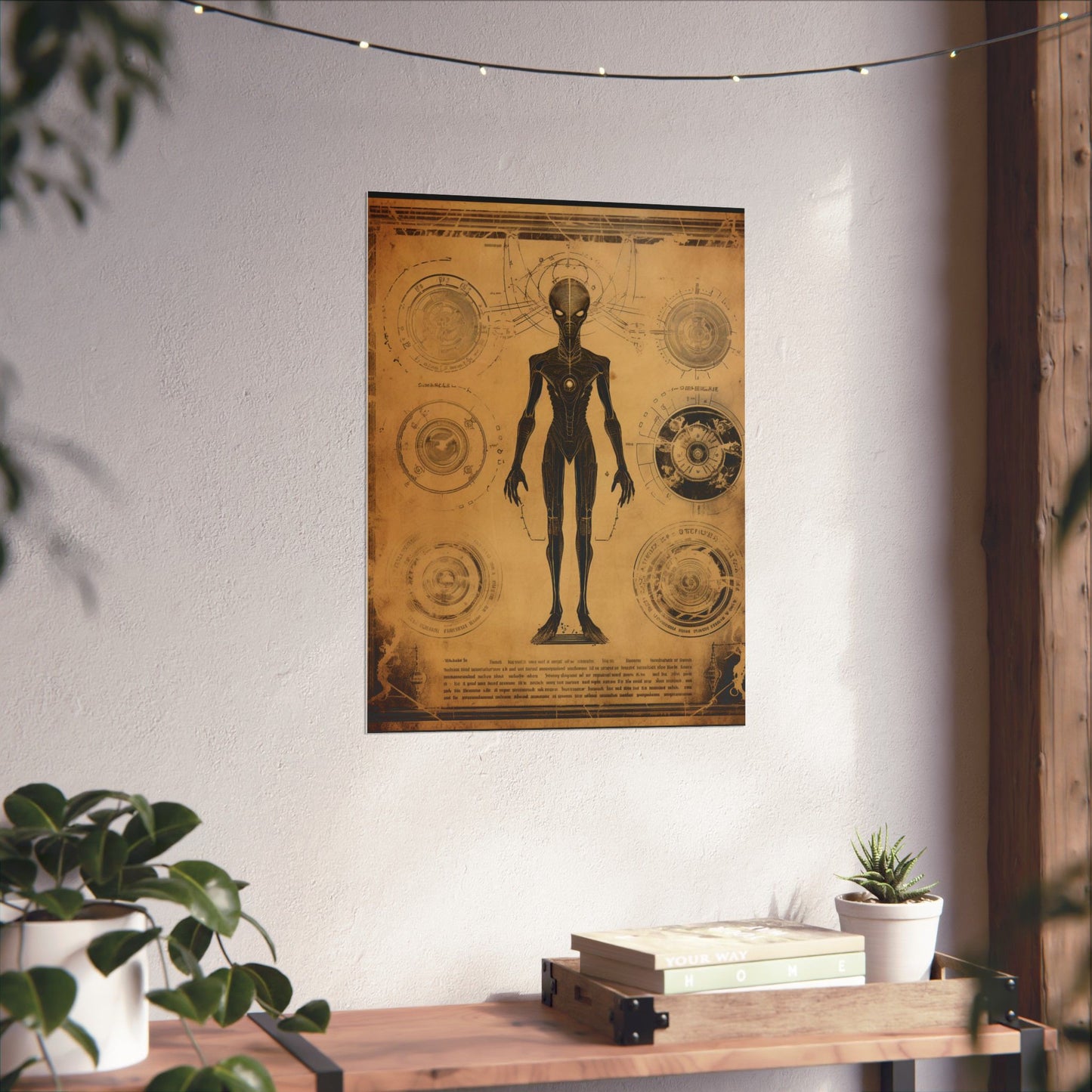 Extraterrestrial Anatomy: Vintage Sci-Fi Blueprint Poster Wall Art in 3 Sizes