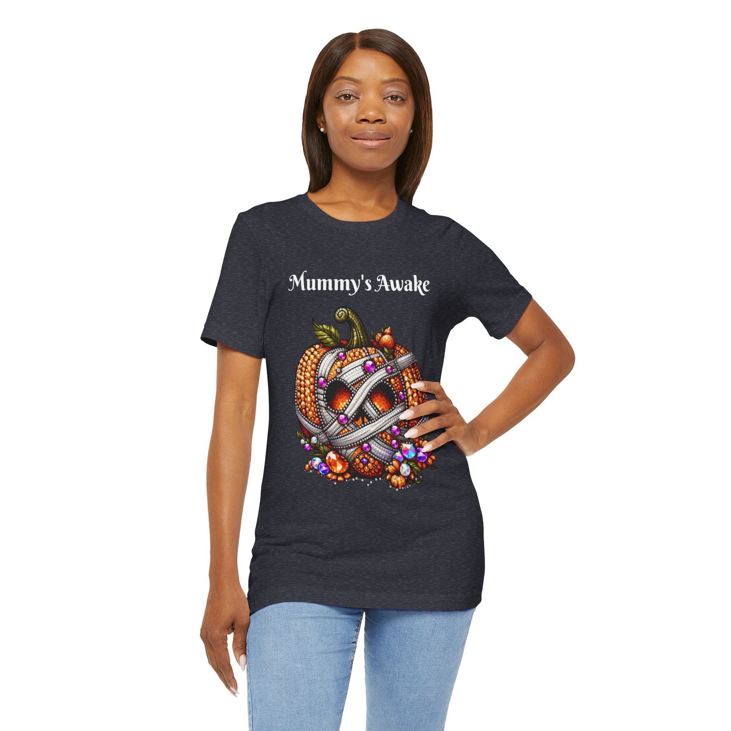 Mummy's Awake Disco Ball Pumpkin Halloween Unisex Short Sleeve Tee