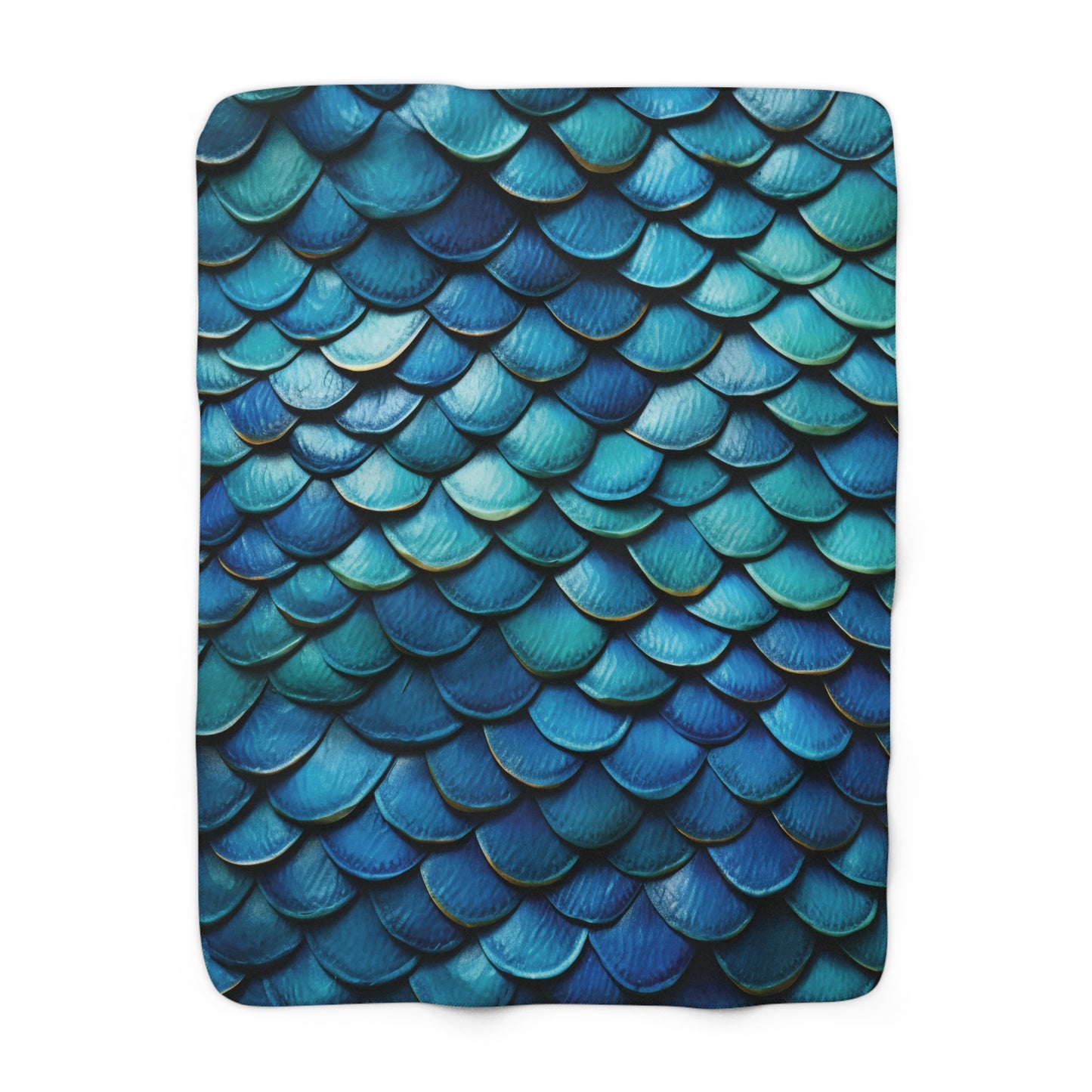 Dragon Scales Shades of Blue Sherpa Fleece Blanket Throw