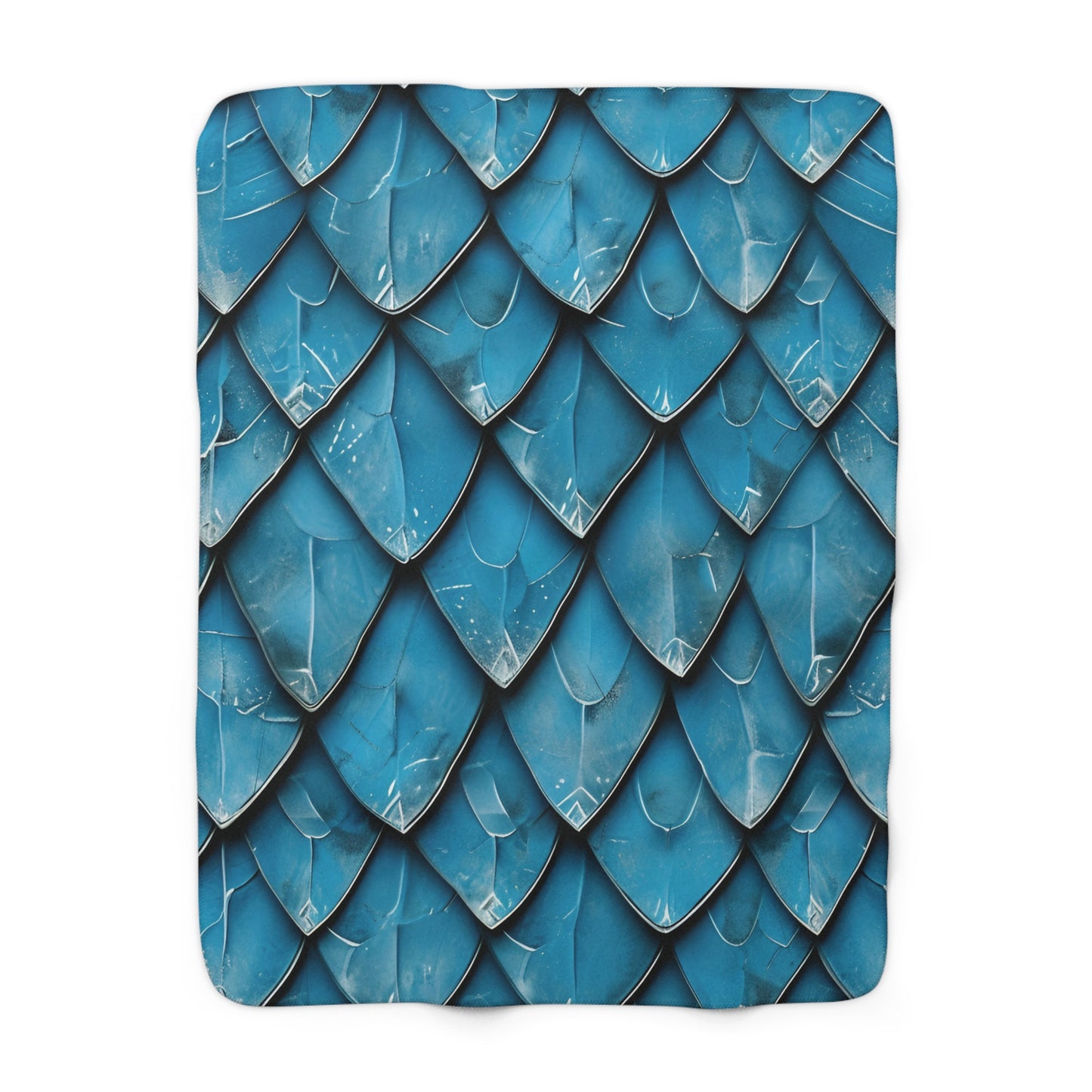 Turquoise Dragon Scales Sherpa Fleece Blanket Throw