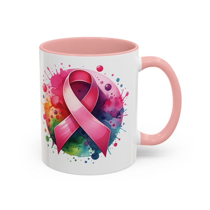 Vibrant Pink Ribbon Coffee or Tea Mug (11 or 15 oz)