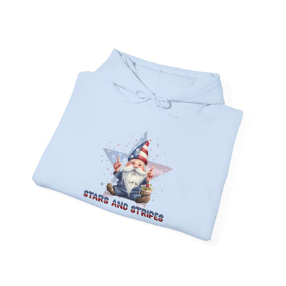 Patriotic Stars & Stripes Friendly Gnome Unisex Hooded Sweatshirt