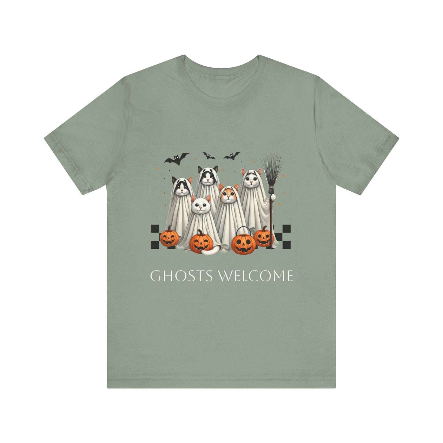 Ghost Cats Halloween Unisex Short Sleeve Tee