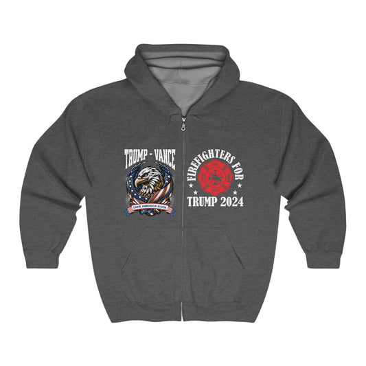 Firefighters For Trump Take America Back Unisex Heavy Blend™ Full Zip Hooded Sweatshirt