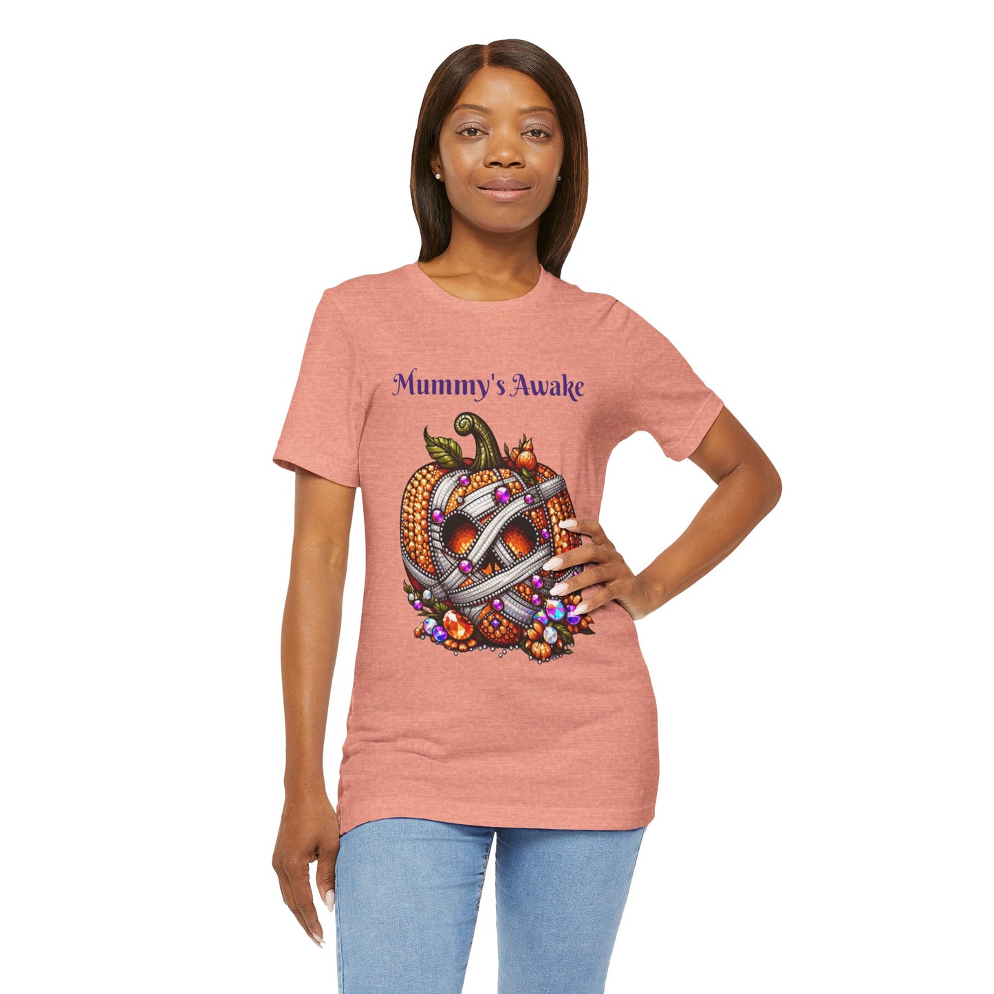 Mummy's Awake Disco Ball Pumpkin Halloween Unisex Short Sleeve Tee