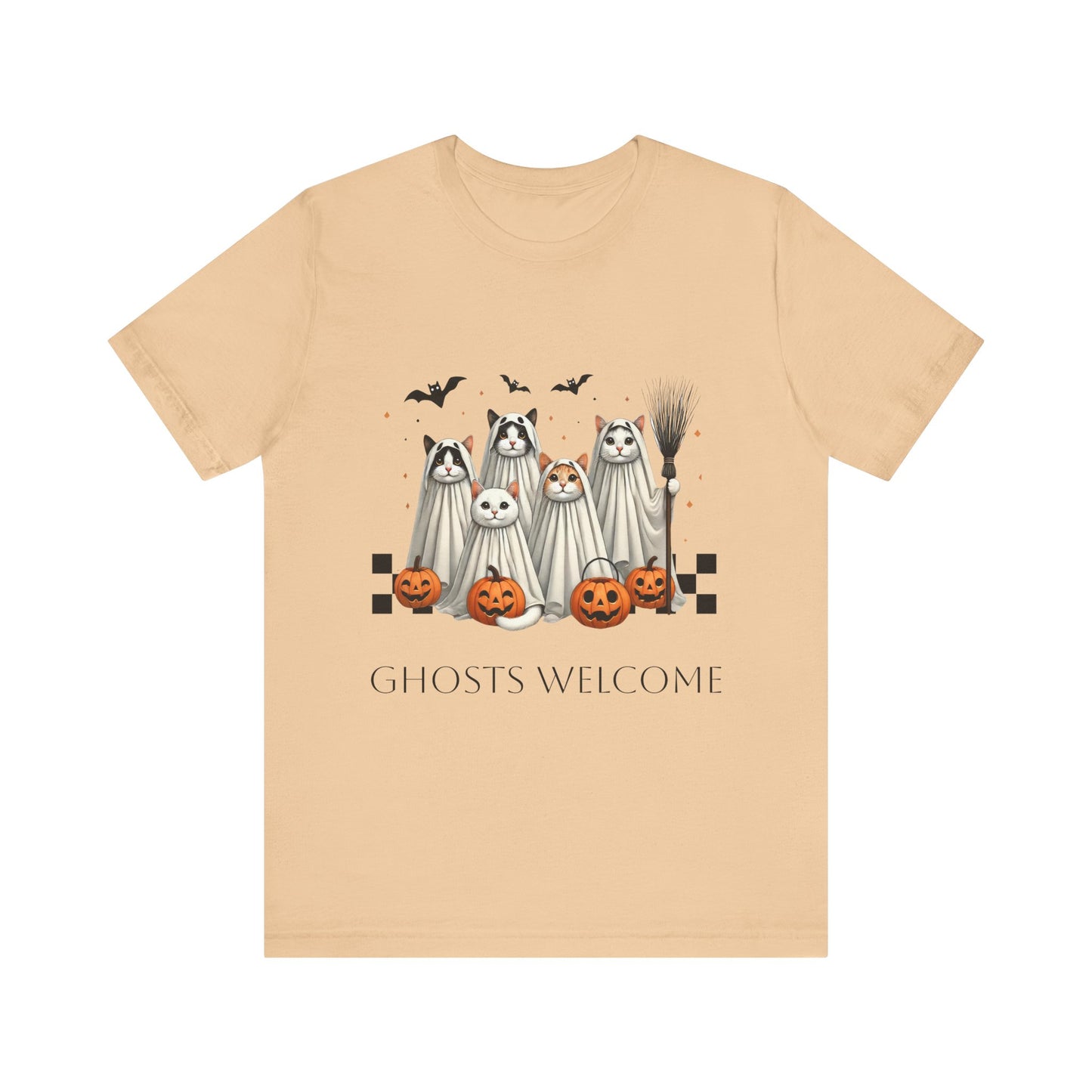 Ghost Cats Halloween Unisex Short Sleeve Tee