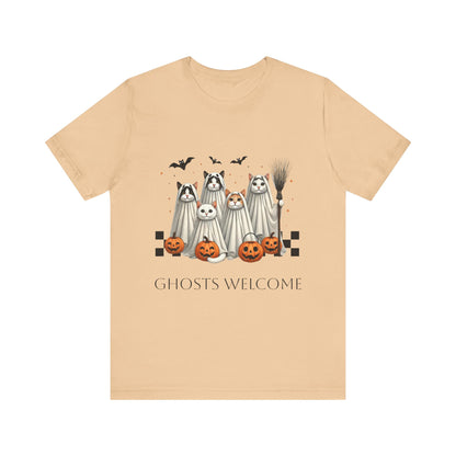 Ghost Cats Halloween Unisex Short Sleeve Tee