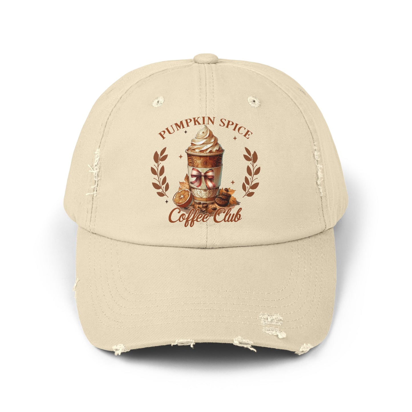 Pumpkin Spice Autumn Fall Unisex Distressed Cap