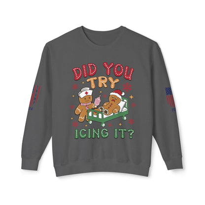 Gingerbread Nurse Holiday Lightweight Crewneck Sweatshirt