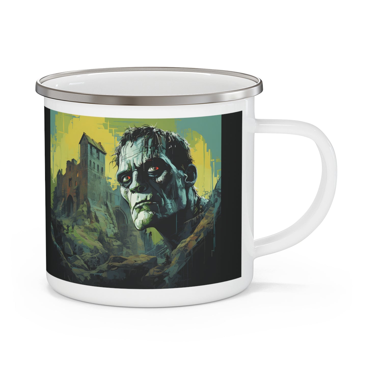 Spooky Frankenstein Theme Halloween Enamel Camping Mug