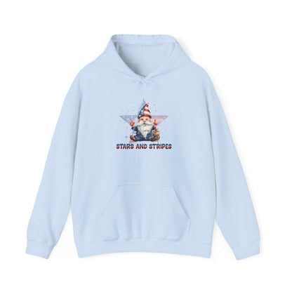 Patriotic Stars & Stripes Friendly Gnome Unisex Hooded Sweatshirt