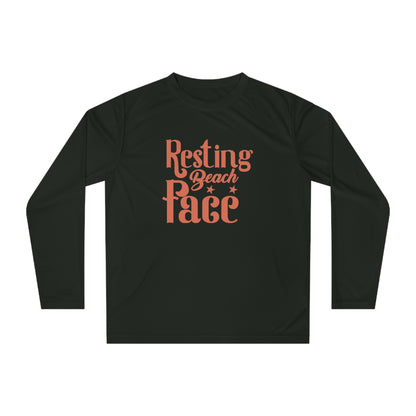 Resting Beach Face Performance Unisex Moisture Wicking Long Sleeve Shirt