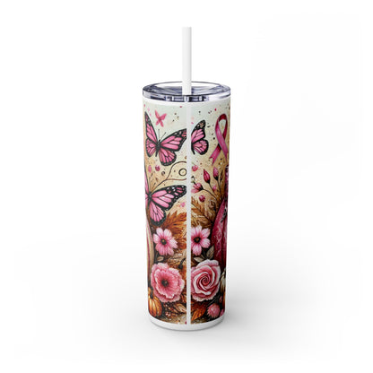 Breast Cancer Survivor Skinny Tumbler with Straw, 20oz