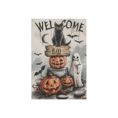 Black Cat & Ghost Halloween Garden & House Banner