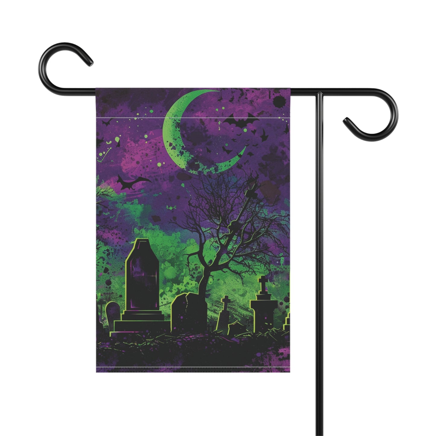 Spooky Surrealism Graveyard At Night Halloween Garden & House Banner