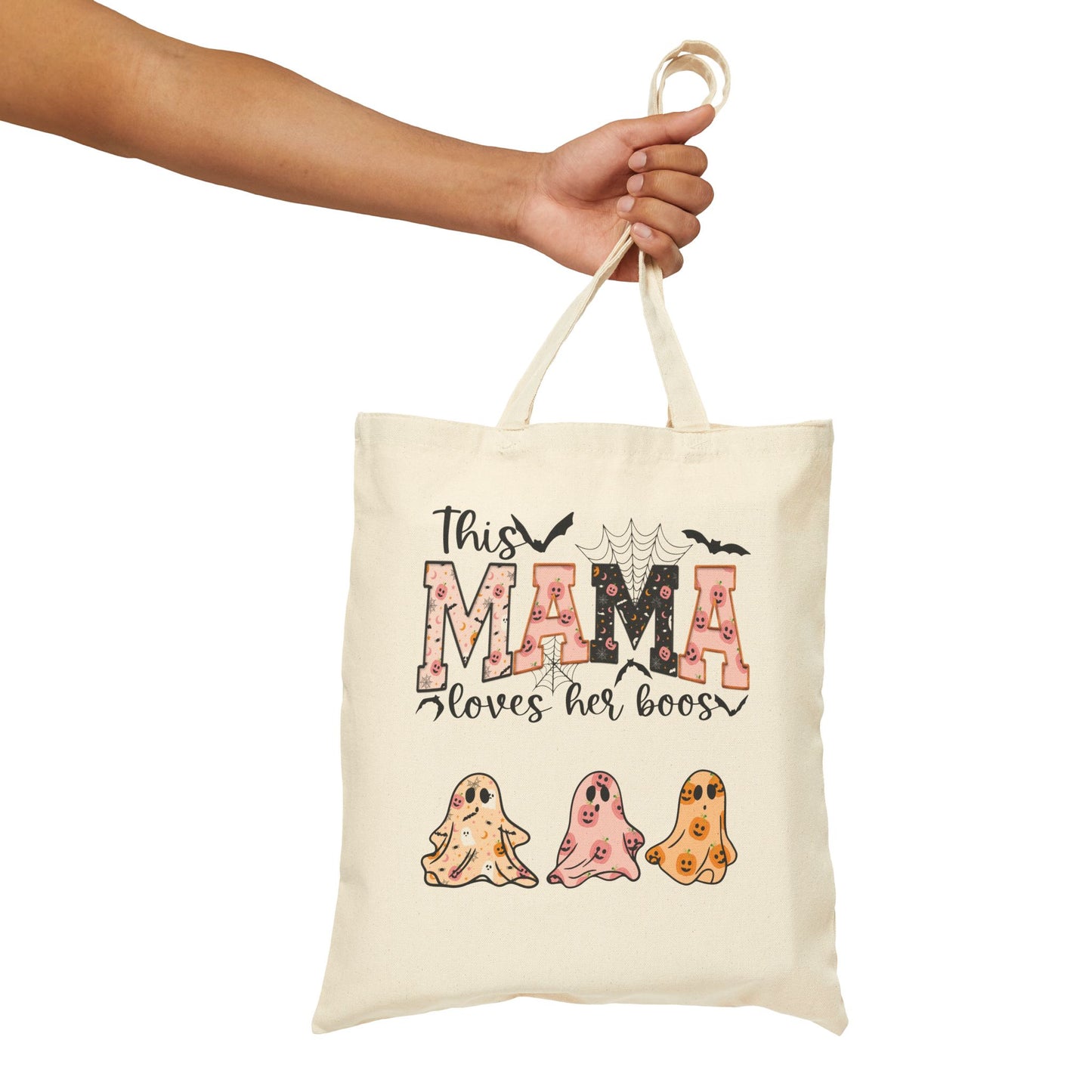 Mom Loves Her Boos / Salem Witch Cocktail Club Cotton Canvas Tote Trick or Treat Halloween Bag