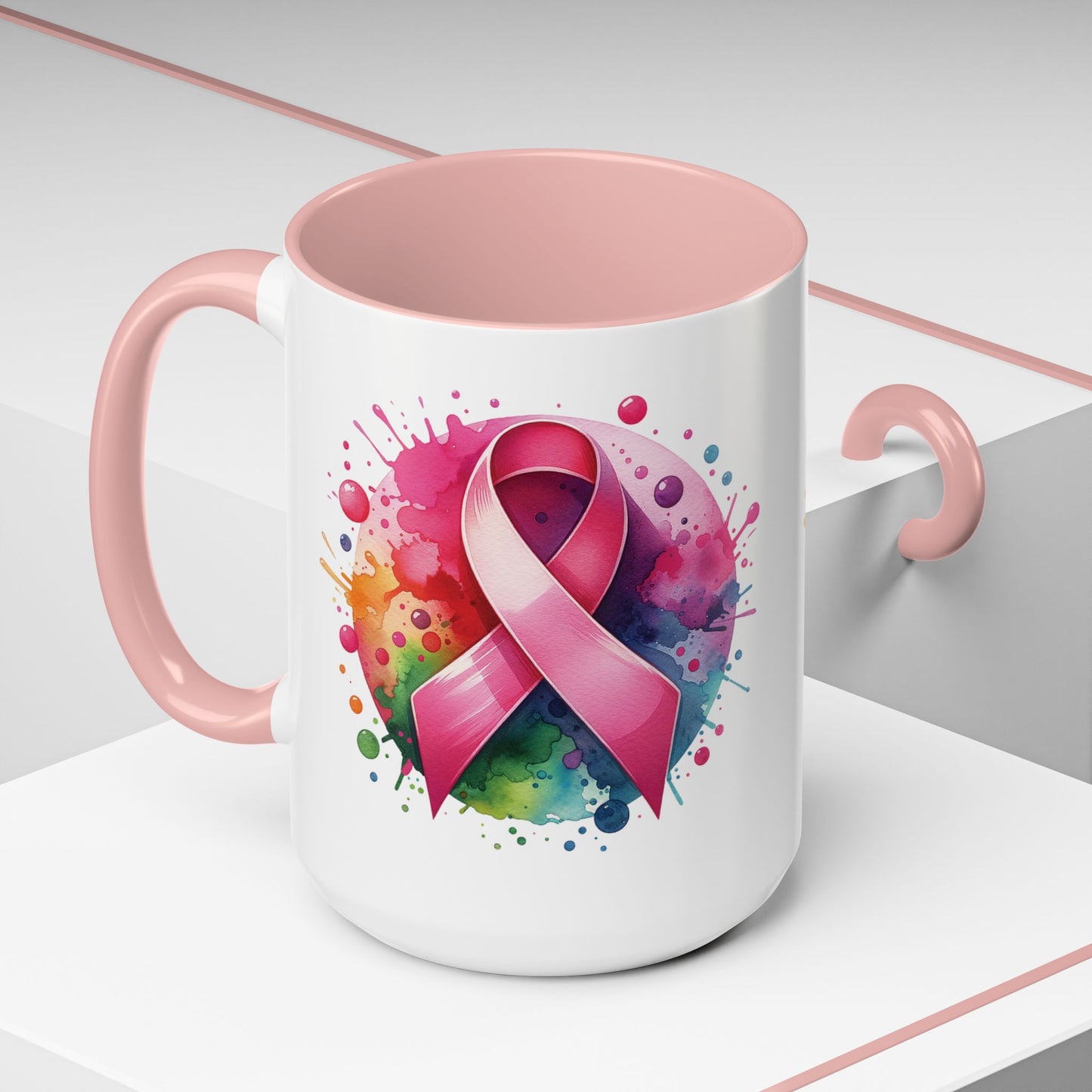 Vibrant Pink Ribbon Coffee or Tea Mug (11 or 15 oz)