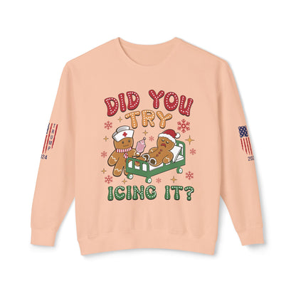 Gingerbread Nurse Holiday Lightweight Crewneck Sweatshirt