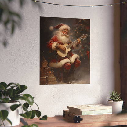 Santa Serenades Christmas Poster Wall Art in 3 Sizes