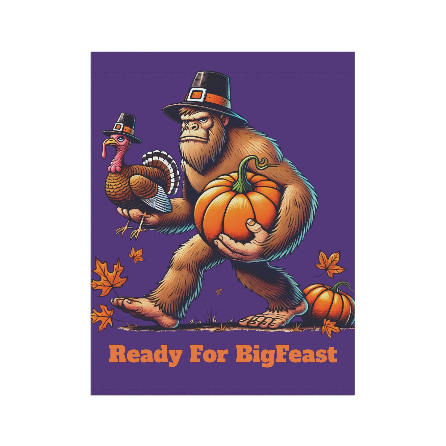 Bigfoot Bigfeast Thanksgiving House Banner Flag